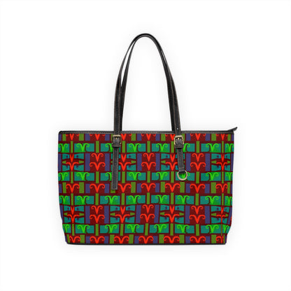 Leather Shoulder Bag, Aries, Zodiac v4, Shapes Pattern