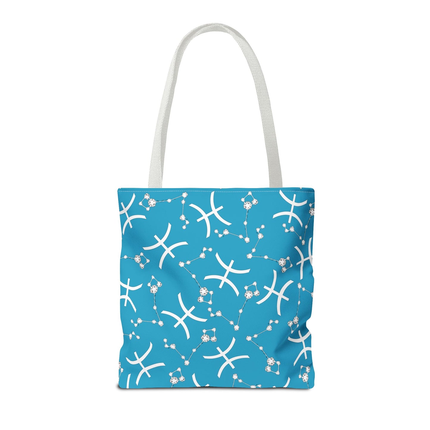 Tote Bag, Pisces Zodiac Sign, AOP, (Turquoise, White)