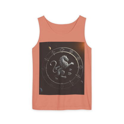 Unisex Garment-Dyed, Tank Top, Leo Design, Space Animal, 100% US cotton