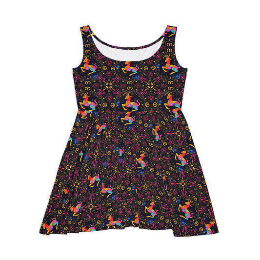 Women's Skater Dress, AOP, Zodiac, Capricorn, Pattern