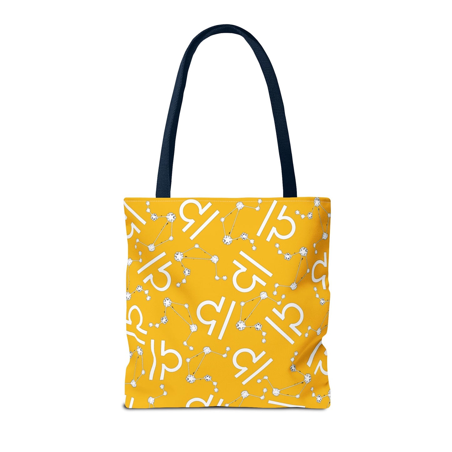 Tote Bag, Libra Zodiac Sign, AOP, (Yellow, White)