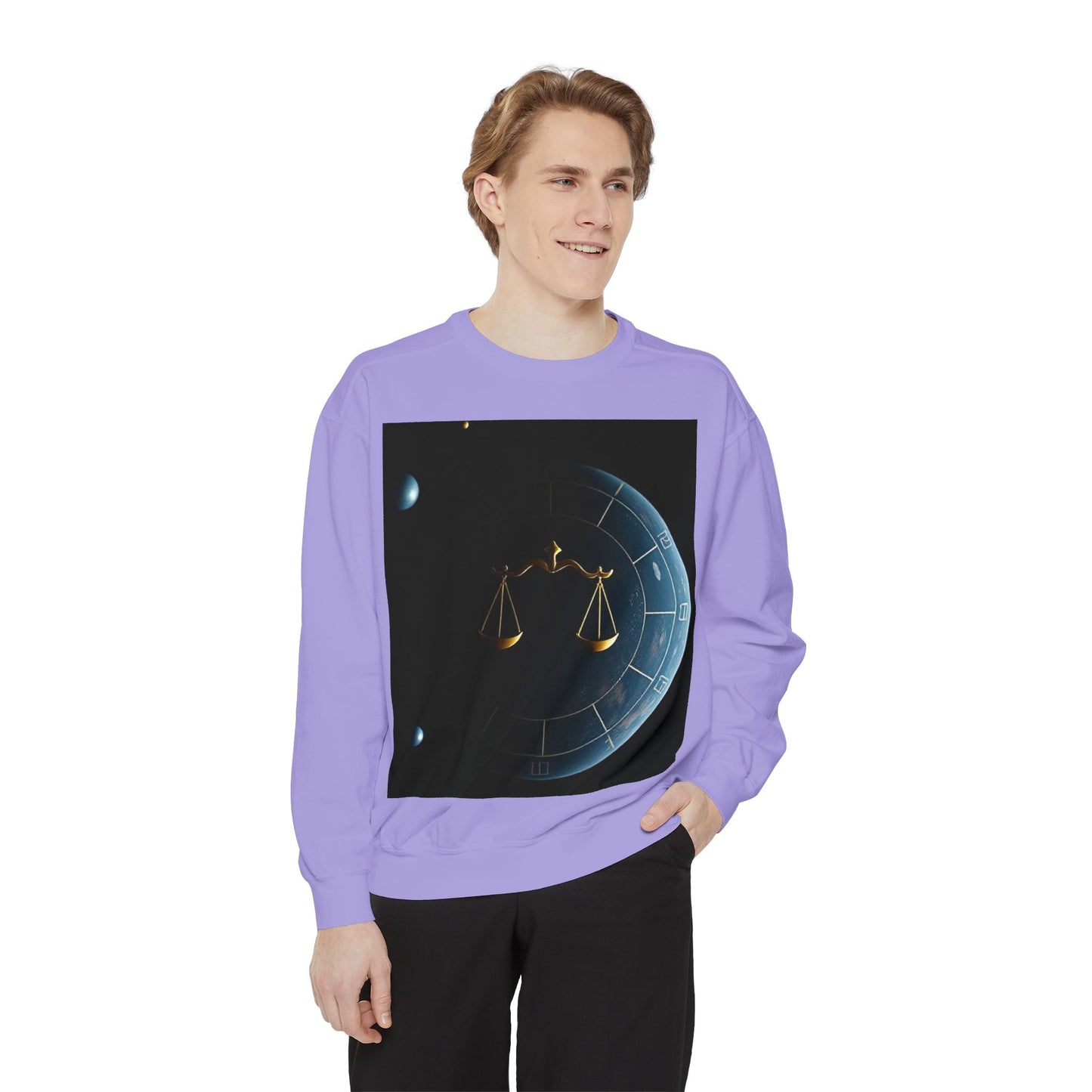 Garment-Dyed Sweatshirt, Unisex, Space Animal Design v1, Libra