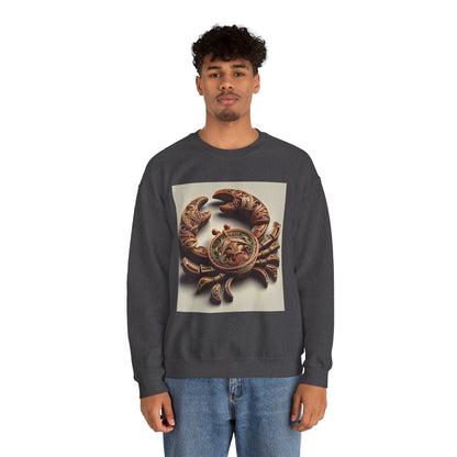 Unisex Heavy Blend™ Crewneck Sweatshirt, Crab Artifact, Cancer Zodiac Design