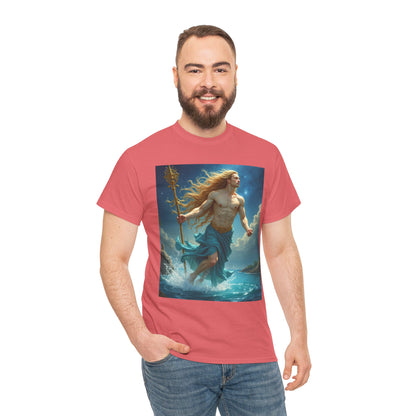 Unisex Heavy Cotton T-Shirt, Realistic, Aquarius Zodiac Design
