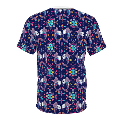 Unisex Cut & Sew T-Shirt, (AOP), Pisces, Zodiac, Jewels Pattern
