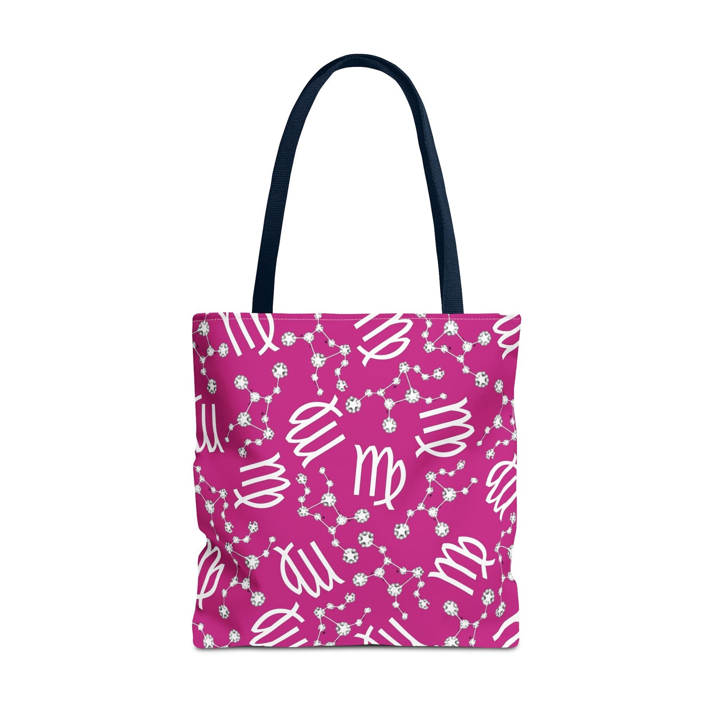 Tote Bag, Virgo Zodiac Sign, AOP, (Pink, White)
