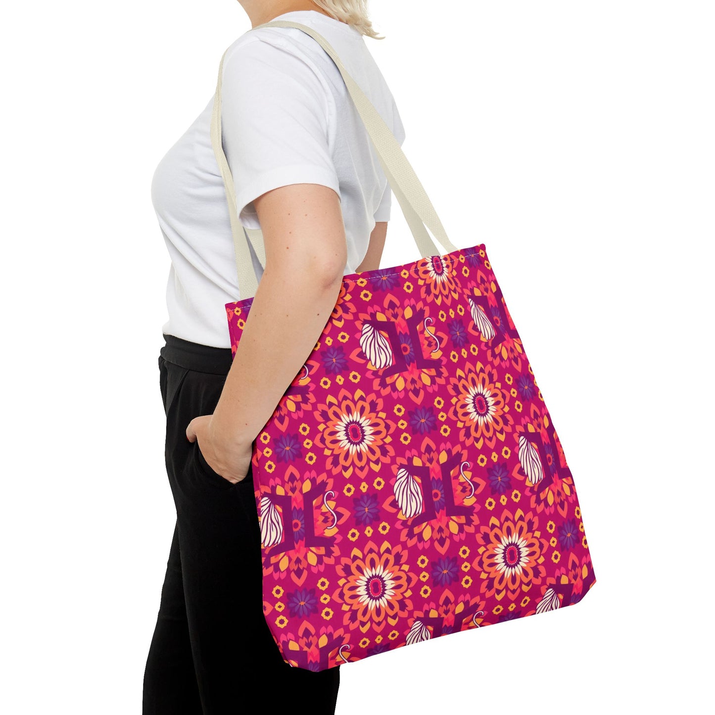 Tote Bag (AOP), Gemini, Zodiac v1, Flower Pattern