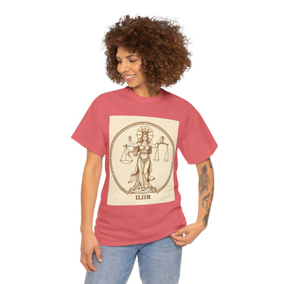 Unisex Heavy Cotton T-Shirt, Libra Goddess, Zodiac Design