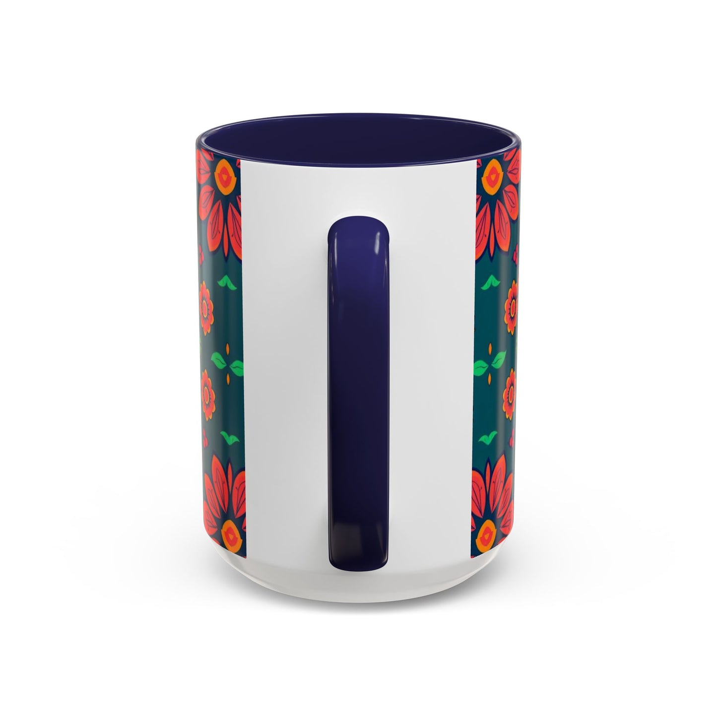Accent Coffee Mug, Leo, Zodiac v1, Flower Pattern, (11, 15oz)