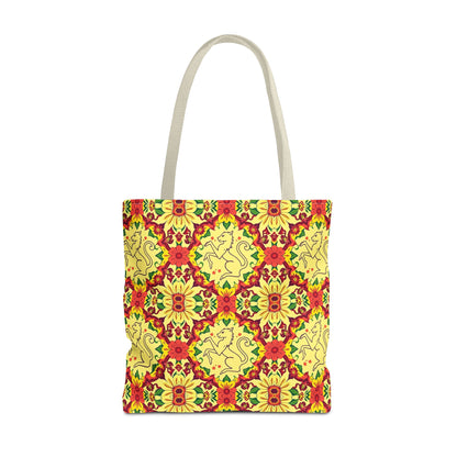 Tote Bag, (AOP), Virgo, Zodiac, Flower Pattern