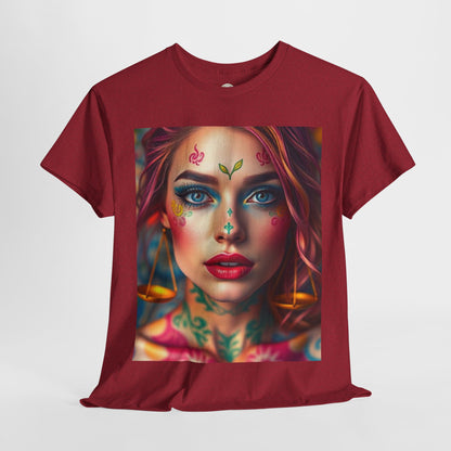 Unisex Heavy Cotton T-Shirt, Libra, Zodiac v1, Sexy Art