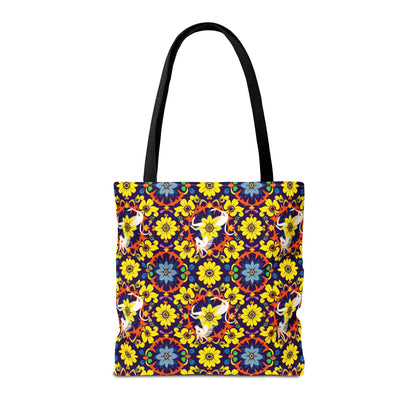 Tote Bag (AOP), Aquarius, Zodiac v1, Flower Pattern