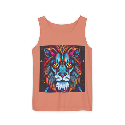 Unisex Garment-Dyed, Tank Top, Leo, Pop Art v1, 100% US cotton