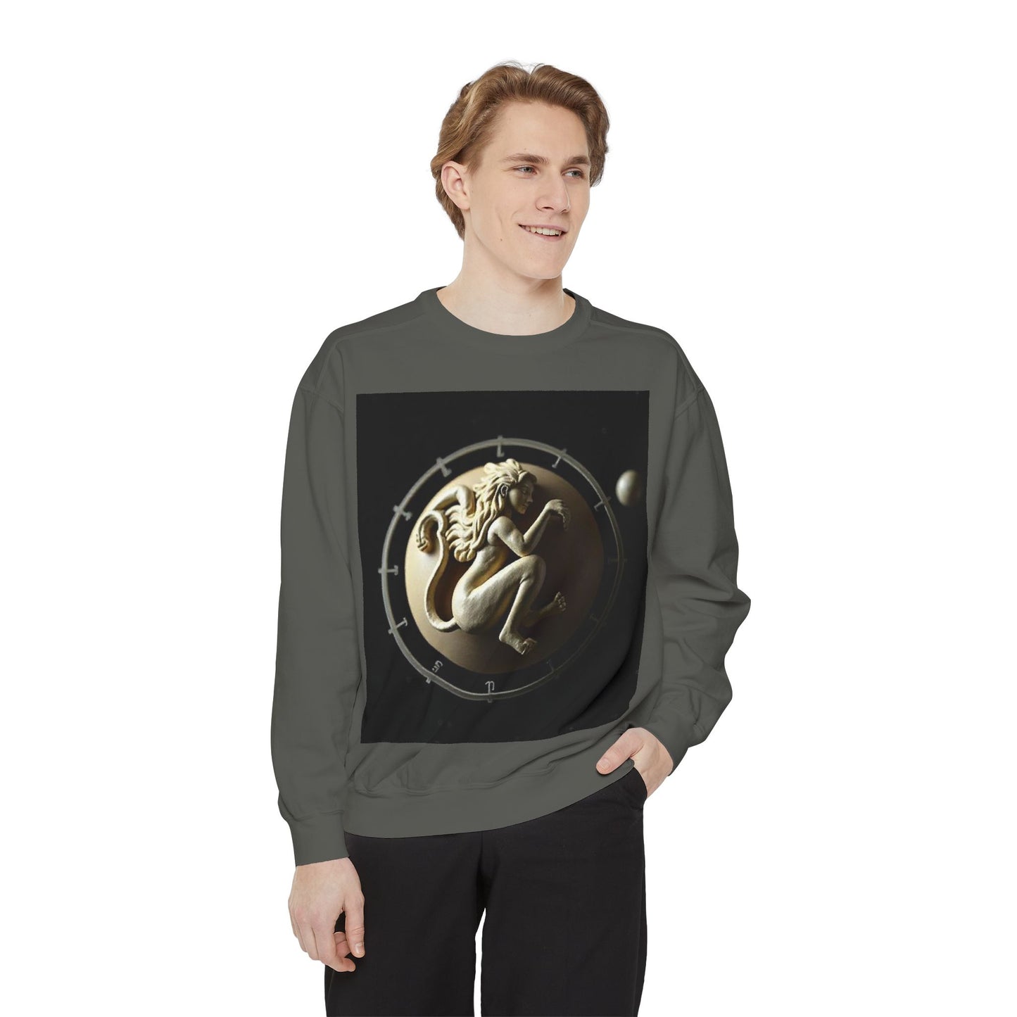 Garment-Dyed Sweatshirt, Unisex, Space Symbol Design, Virgo