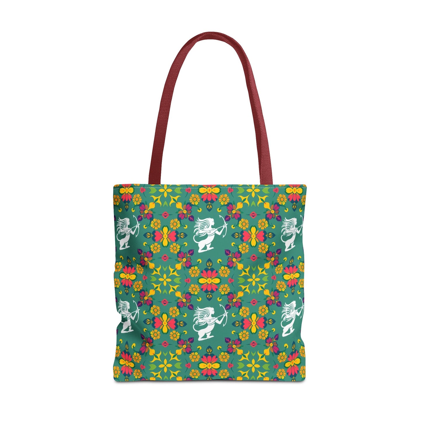 Tote Bag, (AOP), Sagittarius, Zodiac v6, Flower Pattern