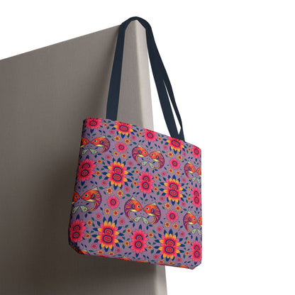 Tote Bag (AOP), Pisces, Zodiac v2, Flower Pattern