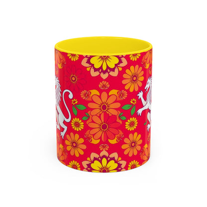 Accent Coffee Mug, Leo, Zodiac v4, Flower Pattern, (11, 15oz)