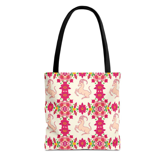 Tote Bag (AOP), Capricorn, Zodiac, Flower Pattern