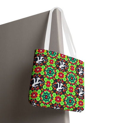 Tote Bag, (AOP), Aquarius, Zodiac v4, Flower Pattern