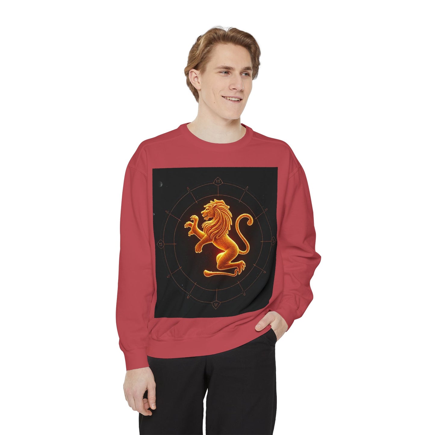 Garment-Dyed Sweatshirt, Unisex, Space Animal Design v1, Leo