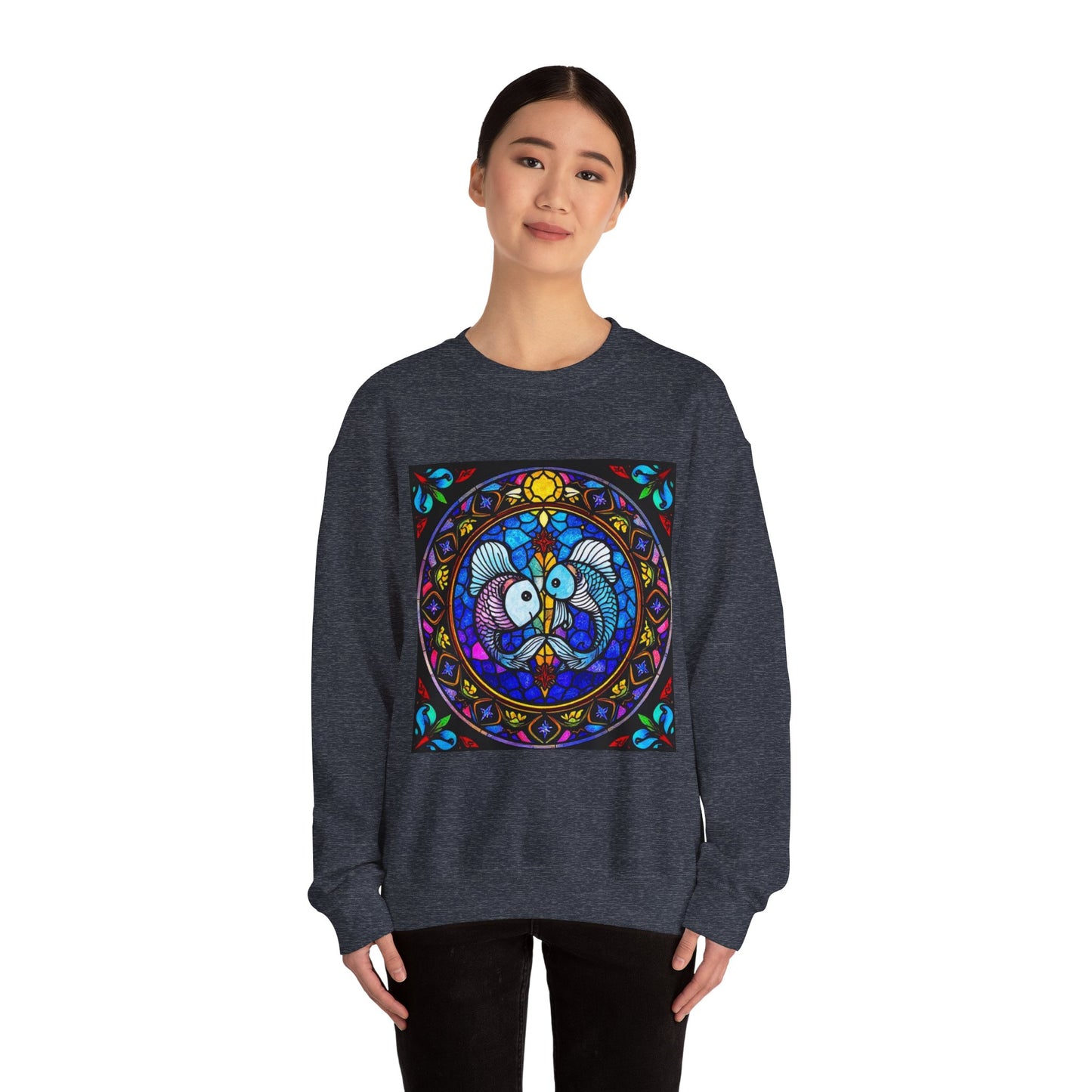 Unisex Heavy Blend™ Crewneck Sweatshirt, Glass, Pisces Zodiac Design