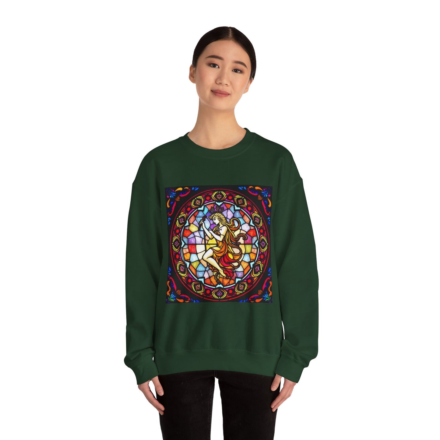 Unisex Heavy Blend™ Crewneck Sweatshirt, Glass, Virgo Zodiac Design
