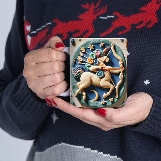 Ceramic Mug, (11oz, 15oz), Ceramic Coffee Mug, Colour Horse, Sagittarius Zodiac Design