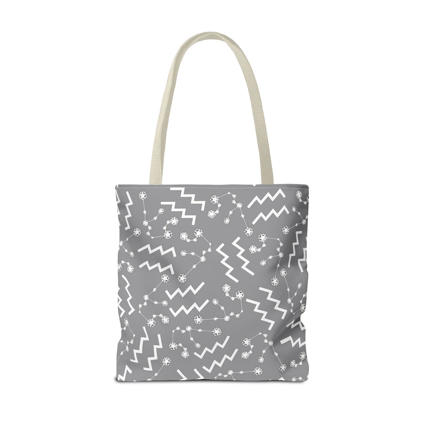 Tote Bag, Aquarius Zodiac Sign, AOP, (Grey, White)