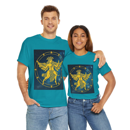 Unisex Heavy Cotton T-Shirt, Twin Angel v3, Gemini Zodiac Design