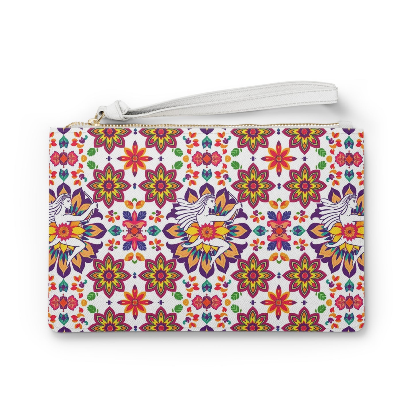 Clutch Bag, Sagittarius, Zodiac v2, Flower Pattern