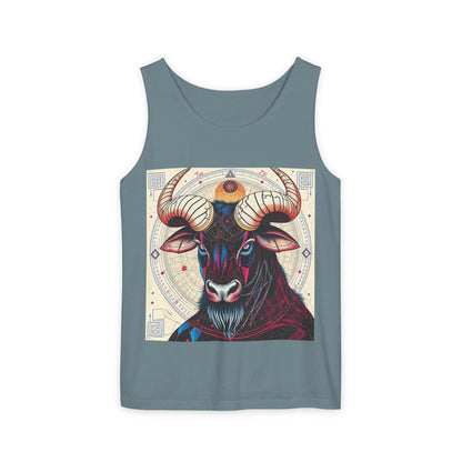 Unisex Garment-Dyed, Tank Top, Taurus Design, Pop Art, 100% US cotton