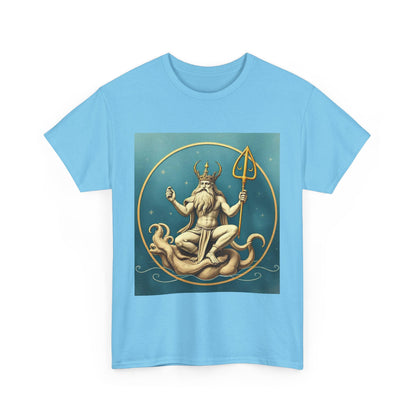 Unisex Heavy Cotton T-Shirt, Aquarius God 3v, Zodiac Design