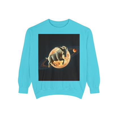 Garment-Dyed Sweatshirt, Unisex, Space Animal Design v1, Taurus