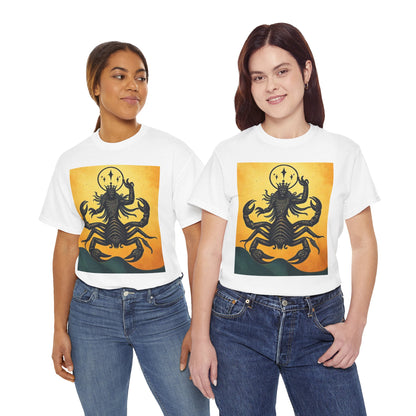 Unisex Heavy Cotton T-Shirt, Scorpion King, Print Art v1, Scorpio Zodiac Design