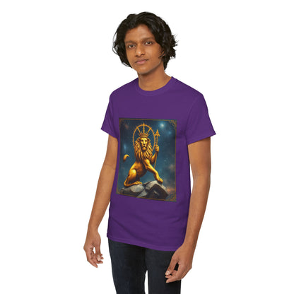Unisex Heavy Cotton T-Shirt, King of Lions, Leo Zodiac Design