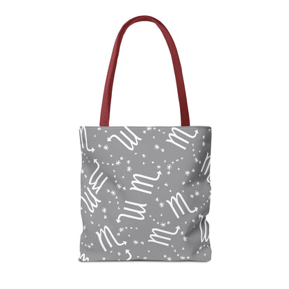 Tote Bag, Scorpio Zodiac Sign, AOP, (Grey, White)