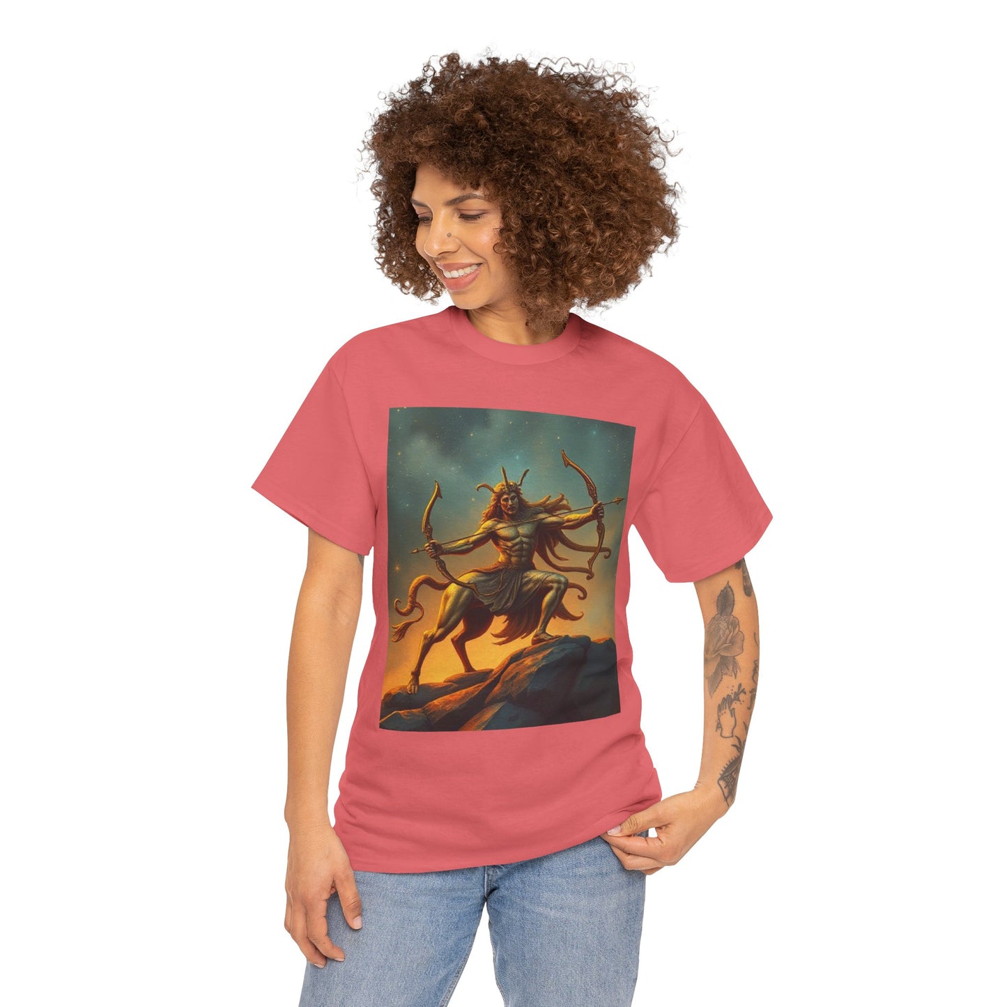Unisex Heavy Cotton T-Shirt, Arrow Centaur v1, Sagittarius Zodiac Design