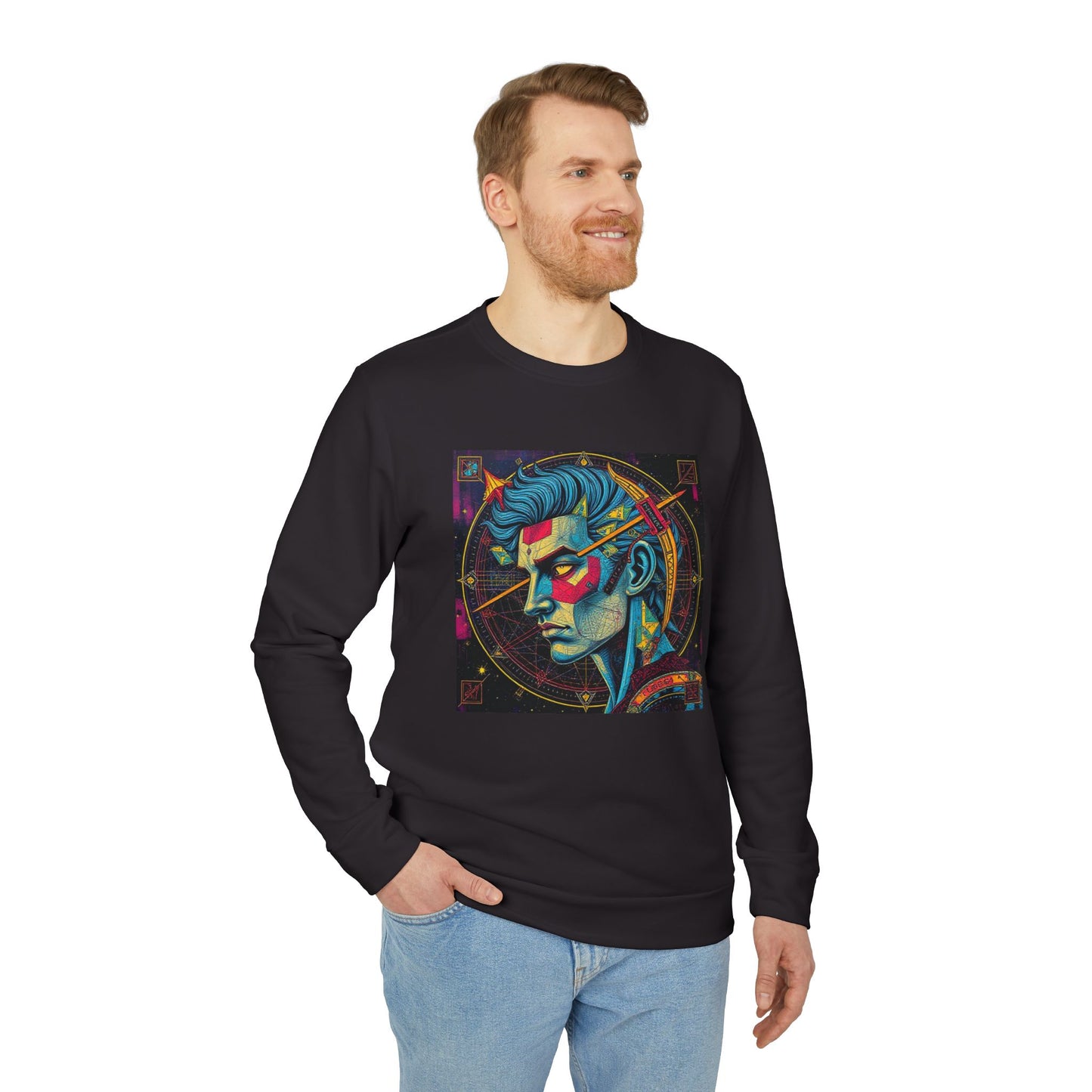 Adidas, Unisex Fleece Crewneck Sweatshirt, Sagittarius, Pop Art, Zodiac
