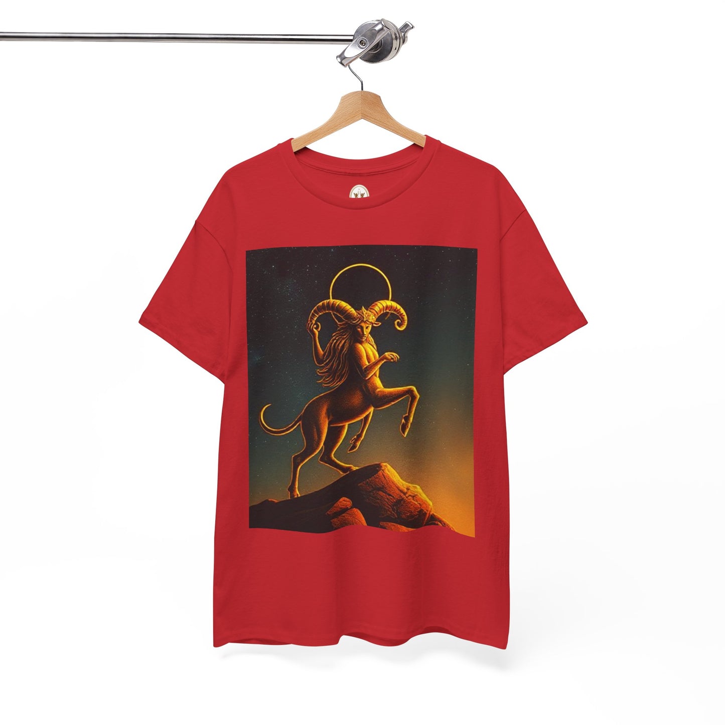 Unisex Heavy Cotton T-Shirt, Mountain Top 1v, Aries Zodiac Design