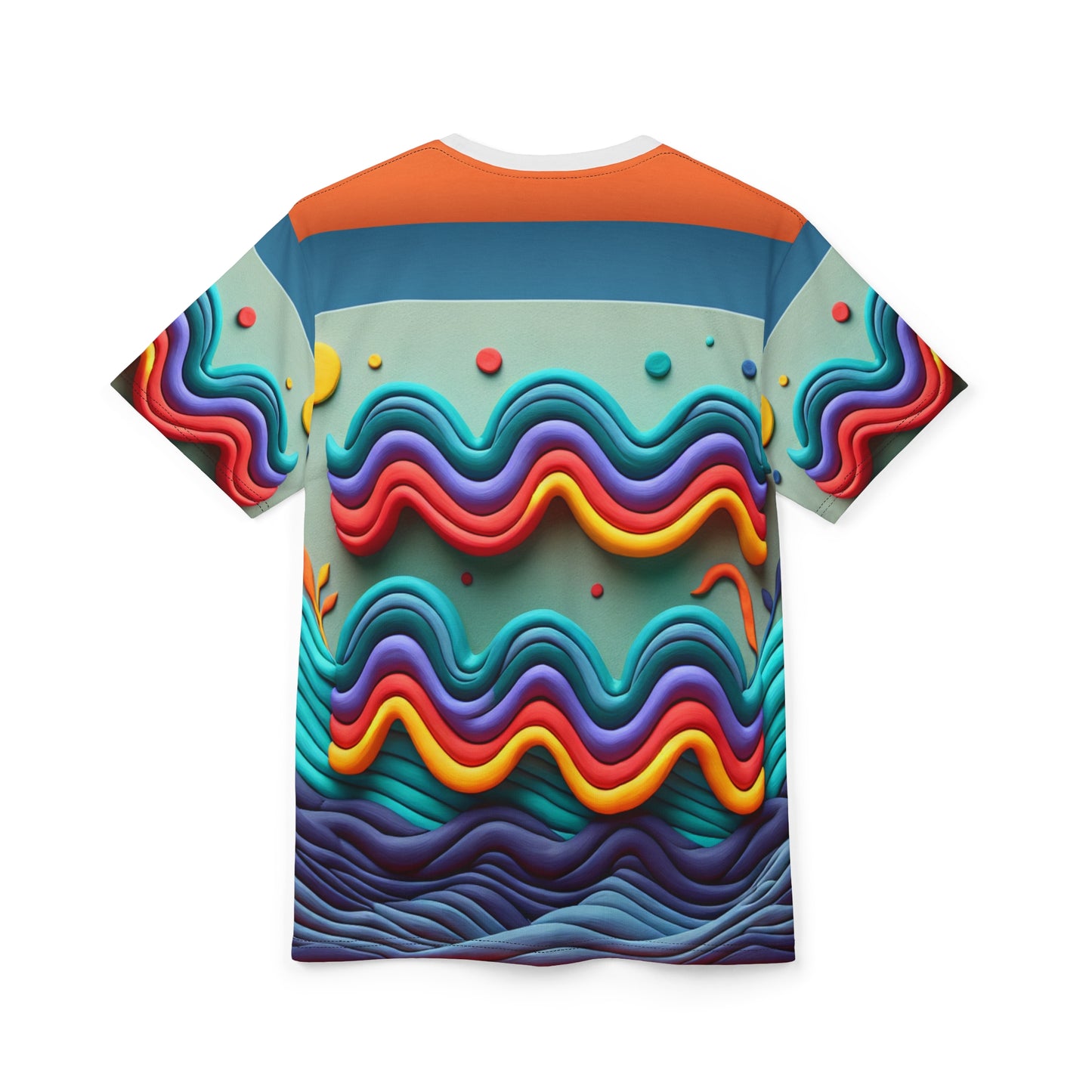 Unisex Cut & Sew T-Shirt (AOP), Water Painting, Aquarius Zodiac Design, Regular fit, 100% Polyester