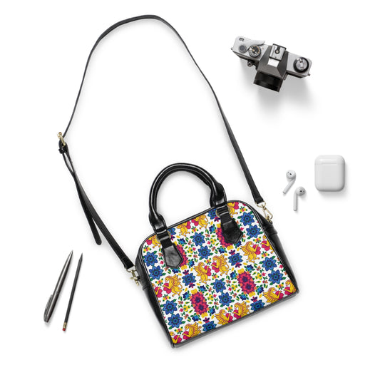 Shoulder Handbag, Gemini, Zodiac v2, Flower Pattern