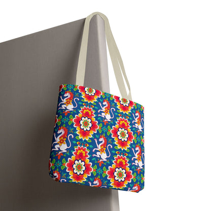 Tote Bag, (AOP), Virgo, Zodiac v2, Flower Pattern