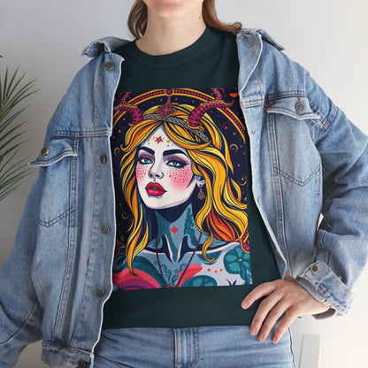 Unisex Heavy Cotton T-Shirt, Virgo, Zodiac v2, Sexy Art