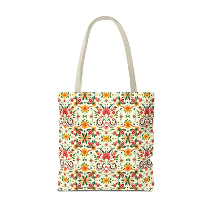 Tote Bag (AOP), Aries, Zodiac v2, Flower Pattern