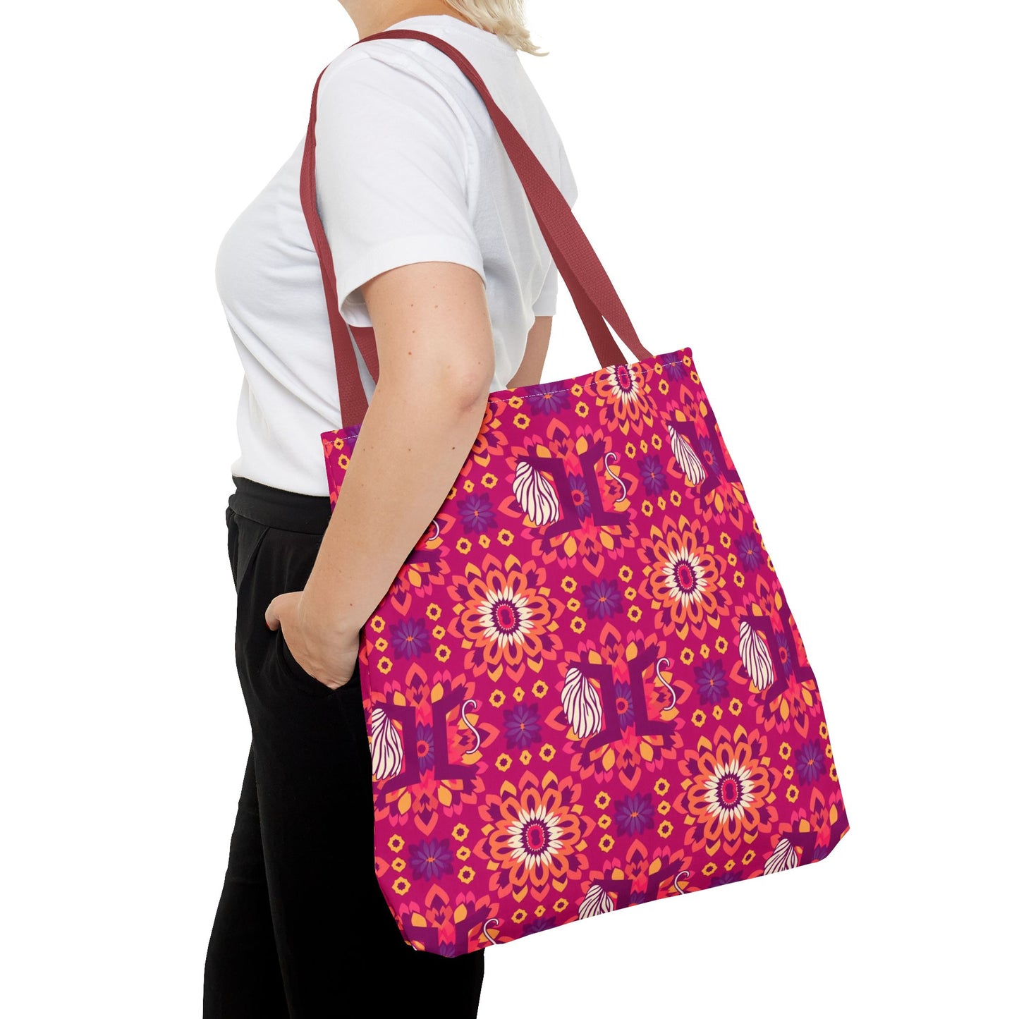 Tote Bag (AOP), Gemini, Zodiac v1, Flower Pattern