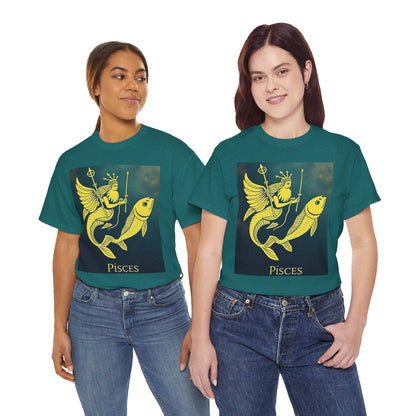 Unisex Heavy Cotton T-Shirt, Pisces Queen, Zodiac Design