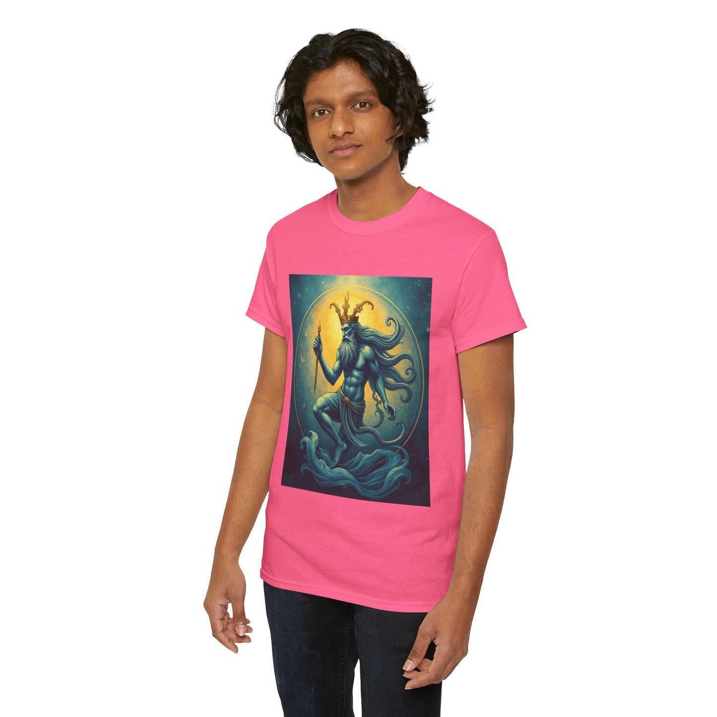 Unisex Heavy Cotton T-Shirt, Aquarius God, Zodiac Design