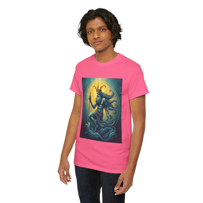 Unisex Heavy Cotton T-Shirt, Aquarius God, Zodiac Design