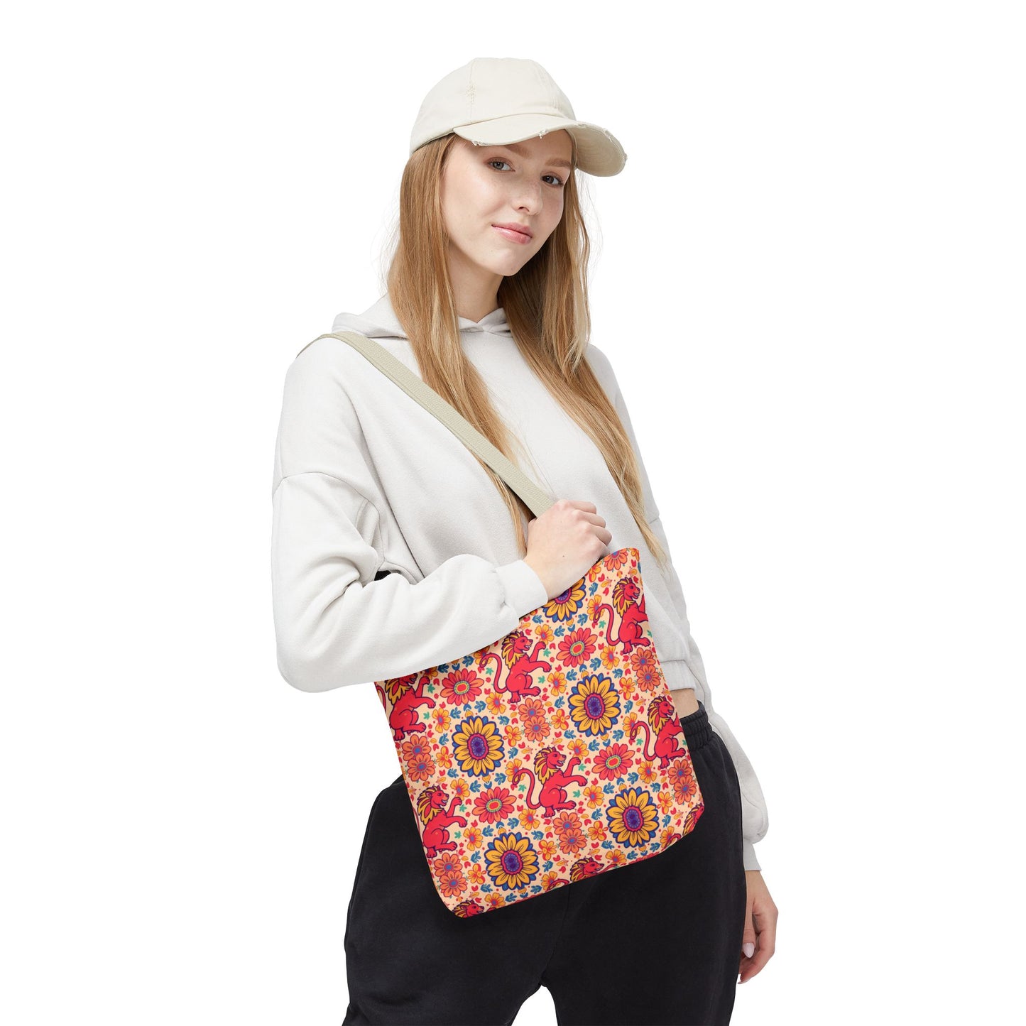 Tote Bag (AOP), Leo, Zodiac v2, Flower Pattern