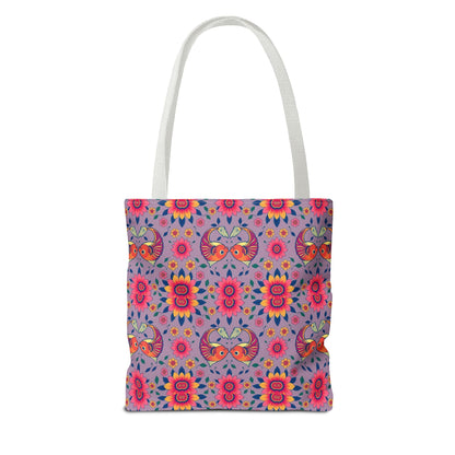 Tote Bag (AOP), Pisces, Zodiac v2, Flower Pattern